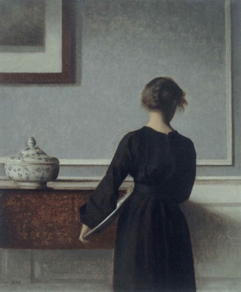 Hammeshoi, Interior with Young Woman from Behind
